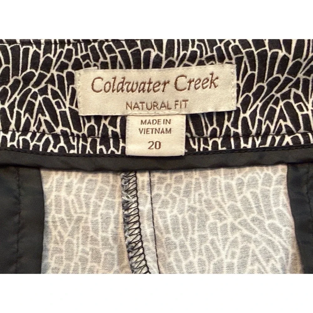 Coldwater Creek Natural Fit Black White‎ Pebble Print Cropped Pants Womens 20